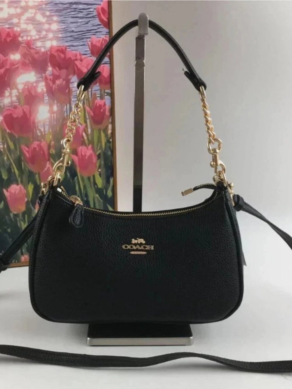 COACH Teri Shoulder Bag/Crossbody Canvas Black CA209